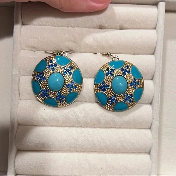 BEAUTIFUL and vibrant summer round earrings - Picture 2 of 3